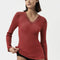 T-shirt lange mouw wol met kant 1110068 1727 gala red